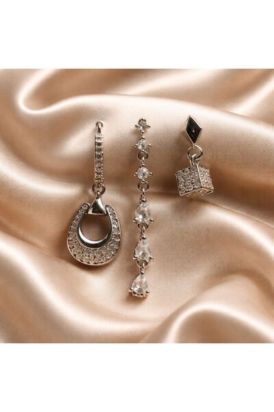 B&T Bujiteri Steel Stone 3-Piece Earring Set
