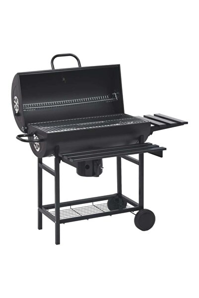 Concept Ψησταριά βαρελιού με ρόδες και ράφια, μαύρη, 115x85x95 cm, ατσάλινη