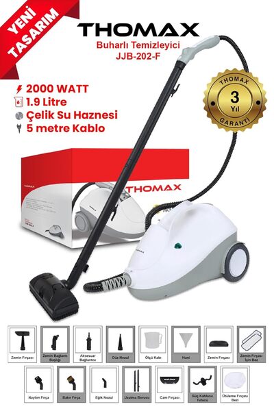 THOMAX Çok Fonksiyonlu Buharlı Temizleyici Buharlı Temizlik 2000 Watt 1.9lt