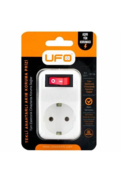 dora shop UFO Tekli Akım Korumalı Anahtarlı Priz 16A 250V, 3500W Aşırı Yük Ko...