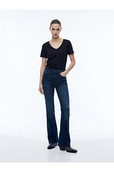 Ltb Черен тениска с V-образно деколте