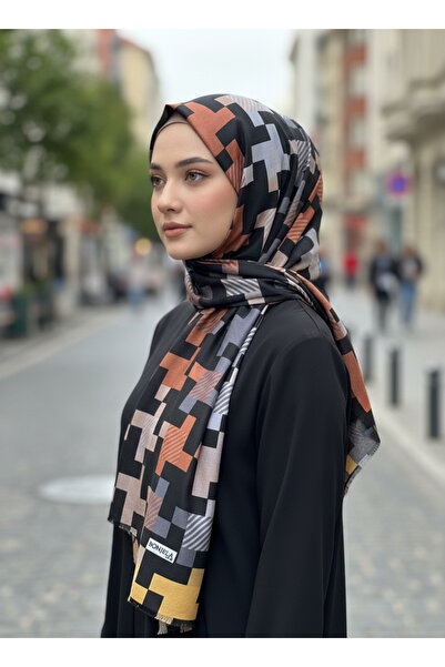 Bonjela Geometric Patterned Women's Scarf – Modern Stylish Soft-Textured Dail...