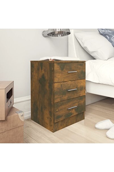 Concept Noptiere, 2 buc., stejar fumuriu, 38x35x56 cm, lemn prelucrat