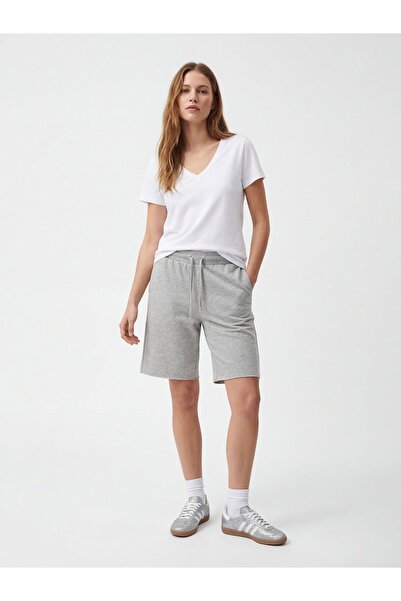 Ltb Relaxed Cut Short Stretchy Knitted Gray Shorts