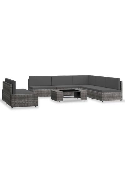 Concept Set mobilier de grădină, 7 piese, gri, poliratan