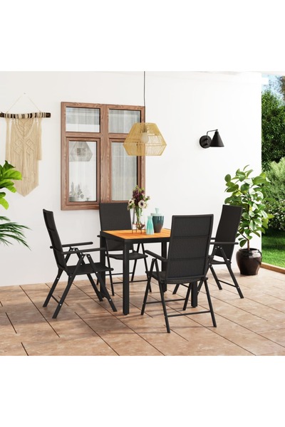 Concept Garden table set, 5 pieces, black and brown