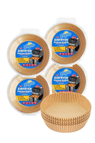 PAPRO Airfryer Pişirme Kağıdı,Fritöz Yağlı Kağıdı 25'li X4 Adet Avantajlı Paket - Toplam 100 Adet