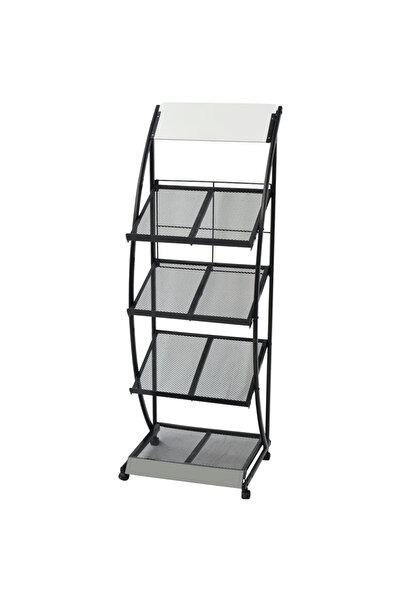 Concept Raft reviste A4, 47 x 40 x 134 cm, negru și alb