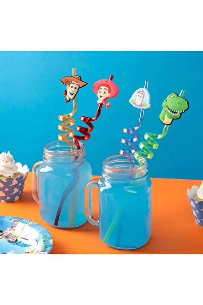 jouis Çocuk Pipeti 4 Adet Şekilli-Uzun Kıvrımlı ve Figürlü Renkli Plastik Pip...