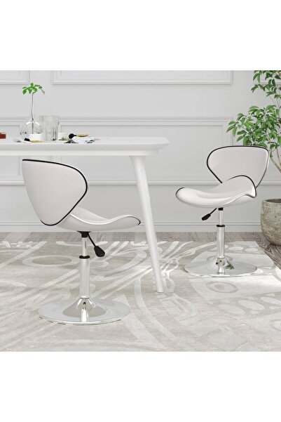 Concept Καρέκλες κουζίνας, 2 τεμ., λευκές, οικολογικό Δερμάτινο