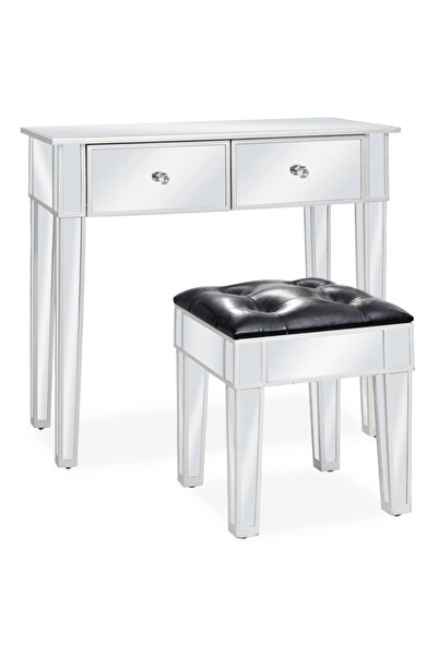 Concept Masă de toaletă tip oglindă cu scaun, MDF și sticlă