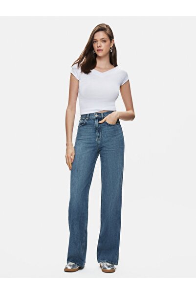 Ltb V-Neck Ribbed Top White T-Shirt