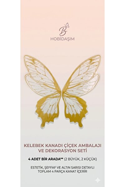 hobidaşım : 4'lü Kelebek Kanadı Figürlü Çiçek Ambalaj Kağıdı ve Duvar Süsleme...