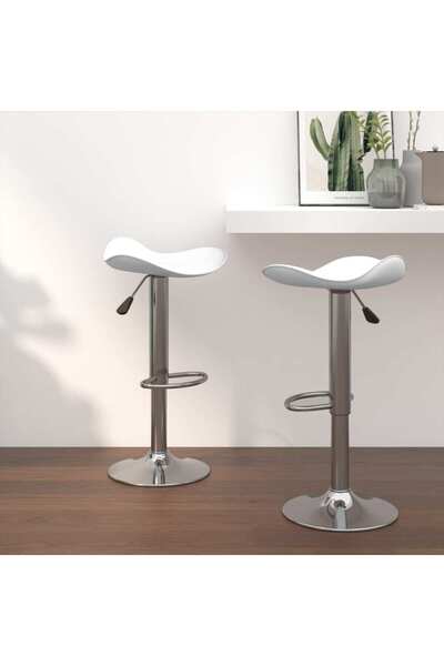 Concept Scaun de bar, 2 buc., alb, oțel cromat și piele ecologică