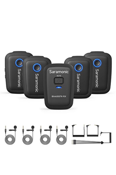 Saramonic Blink500 T4 4 Kişilik Kablosuz Yaka Mikrofonu 4 Verici ve 1 Alıcı, ...