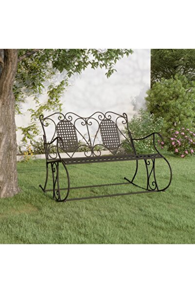 Concept Διθέσιο κουνιστό παγκάκι, μαύρο, 113 cm, ατσάλι