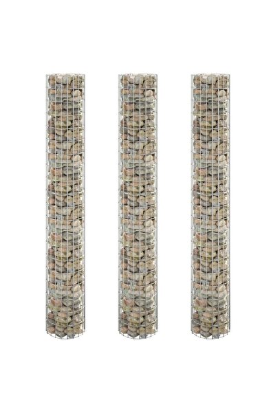 Concept Strat înălțat gabion 3 buc. Ø30x200 cm oțel galvanizat circular