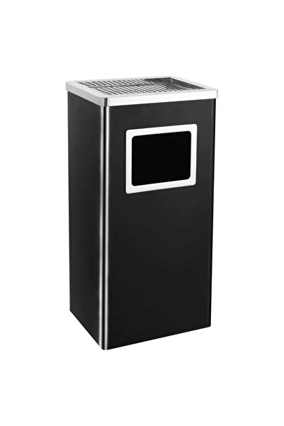Concept Κάδος απορριμμάτων ξενοδοχείου με τασάκι, μαύρο, ατσάλι, 45 λίτρα