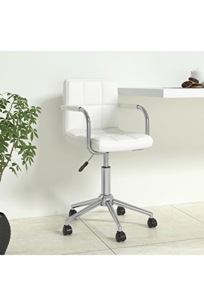 Concept Περιστρεφόμενη καρέκλα γραφείου, λευκή, οικολογικό Δερμάτινο