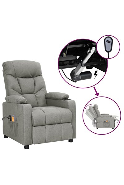 Concept Ηλεκτρική ανακλινόμενη πολυθρόνα μασάζ, ανοιχτό γκρι, ύφασμα