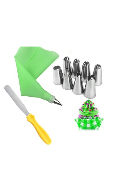 KT HOME 9 Parça Pasta Süsleme Seti, Krema Sıkma Torbası, Dekorasyon Duyu ve Spatula