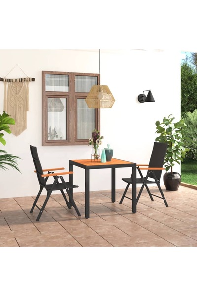 Concept Set mobilier de grădină, 3 piese, negru și maro