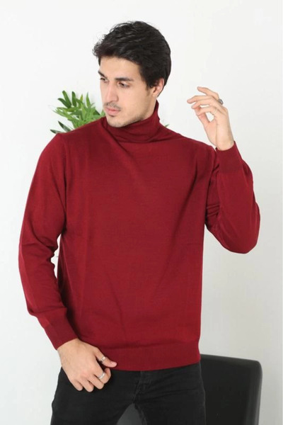 FREEDOM STOREE Men's Full-Throated Turtleneck Sweater Long Sleeve Plain Weave...