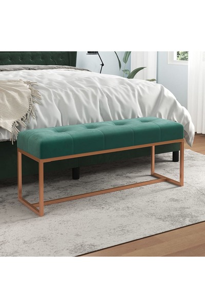 Concept Πάγκος, σκούρο πράσινο, 110x36x45 εκ., Βελούδο