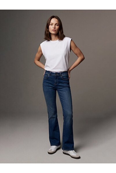 Ltb Вільна біла футболка з ребристими рукавами