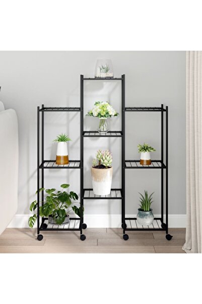 Concept Βάση λουλουδιών με ρόδες, 83x25x103,5 cm, μαύρη, σιδερένια