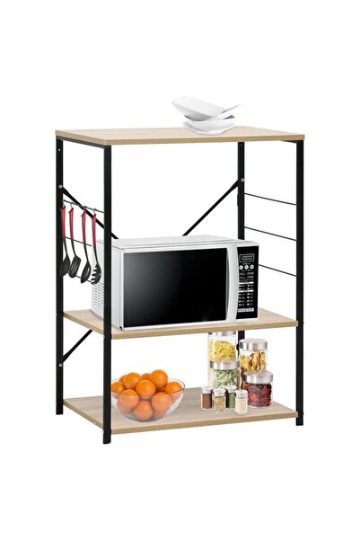 Concept Dulap cuptor microunde, negru și stejar, 60x39,6x79,5 cm, PAL