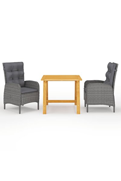 Concept Σετ τραπεζιού κήπου 3 τεμαχίων, γκρι
