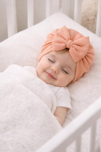 BYS BABY FASHION 3-Piece Newborn Baby Girl/Girl Child Double Layer Bonnet with Bow, Suitable for Use between 0-12 Months
