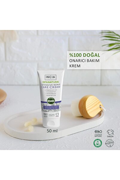 Incia %100 Doğal Onarıcı Bakım Kremi Yoğun Nemlendirici Cilt Bakım Lavanta Avokado Shea Vegan 50 ml