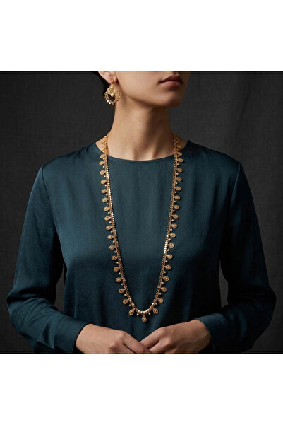 Generic Gold Tone Teardrop Charm Necklace Set – Layered Chain with Matching E...