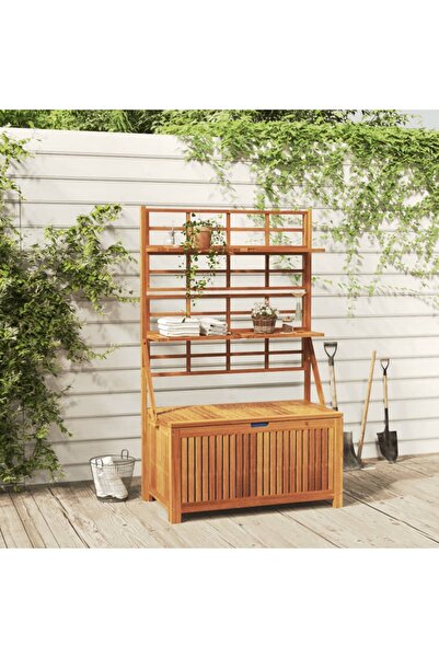 Concept Cutie de depozitare cu spalier, 99x50x160 cm, lemn masiv acacia