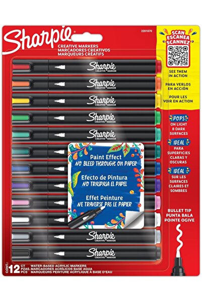 Sharpie Creative Marker Kalemleri | Yuvarlak Uçlu Su Bazlı Kalemi | Mürekkep ...
