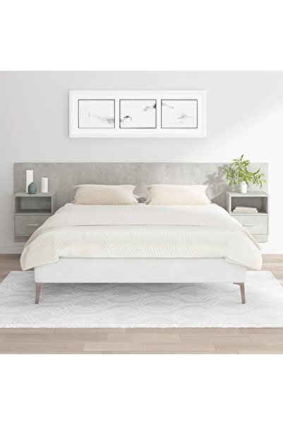 Concept Κεφαλάρι με ντουλάπια, γκρι σκυροδέματος, επεξεργασμένο ξύλο