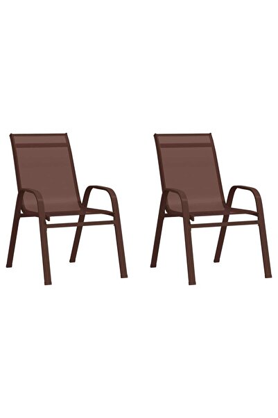 Concept Στοιβαζόμενες καρέκλες κήπου, 2 τεμ., καφέ, textilene