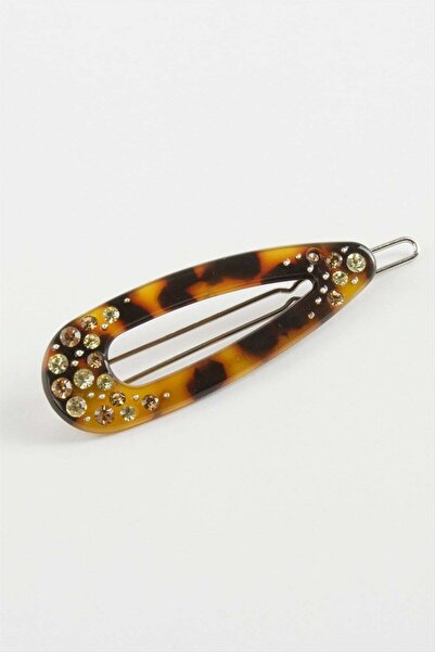 Bijuteri Net Leopard Printed Stone Clip Buckle