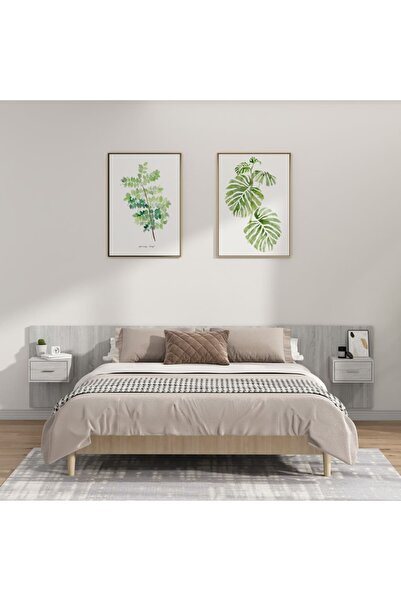 Concept Κεφαλάρι με ντουλάπια, γκρι σκυροδέματος, επεξεργασμένο ξύλο