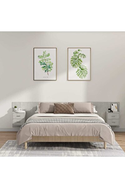 Concept Κεφαλάρι με ντουλάπια, γκρι σκυροδέματος, επεξεργασμένο ξύλο