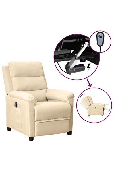Concept Ηλεκτρική ανακλινόμενη πολυθρόνα, κρεμ, υφασμάτινη