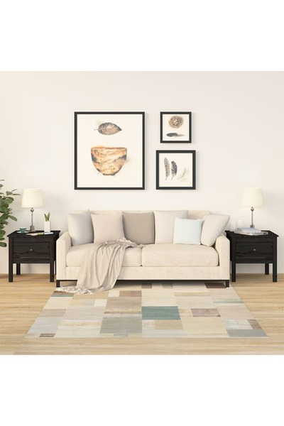 Concept Βοηθητικά τραπεζάκια, 2 τεμ., μαύρα, 50x50x49 cm, μασίφ ξύλο πεύκου