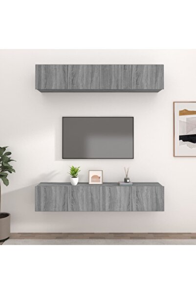 Concept Comode TV, 4 buc., gri sonoma, 80x30x30 cm, lemn compozit