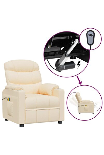 Concept Fotoliu de masaj electric rabatabil, crem, textil