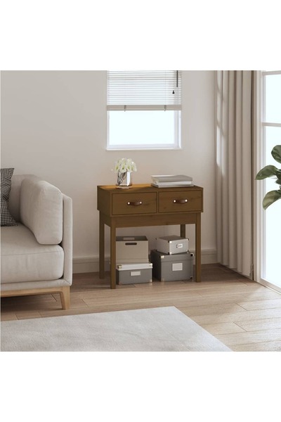 Concept Τραπέζι κονσόλας, μελί καφέ, 76,5x40x75 εκ., μασίφ ξύλο πεύκου