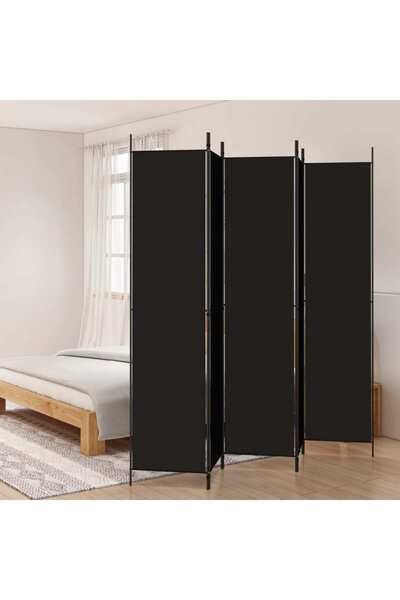 Concept Paravan de cameră cu 5 panouri, negru, 250x220 cm, textil