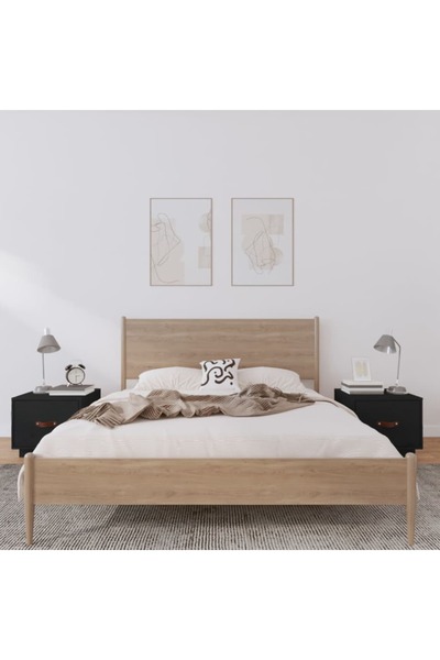 Concept Κομοδίνα, 2 τεμ., μαύρα, 40x34x35 cm, μασίφ ξύλο πεύκου