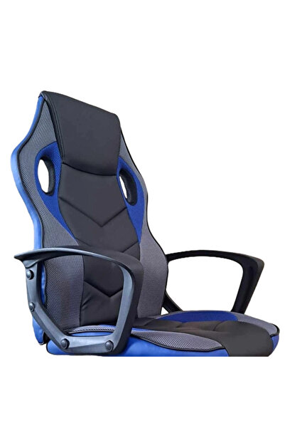 Concept Mobili Scaun directorial NFS, piele ecologica + Mesh, Negru / Albastru